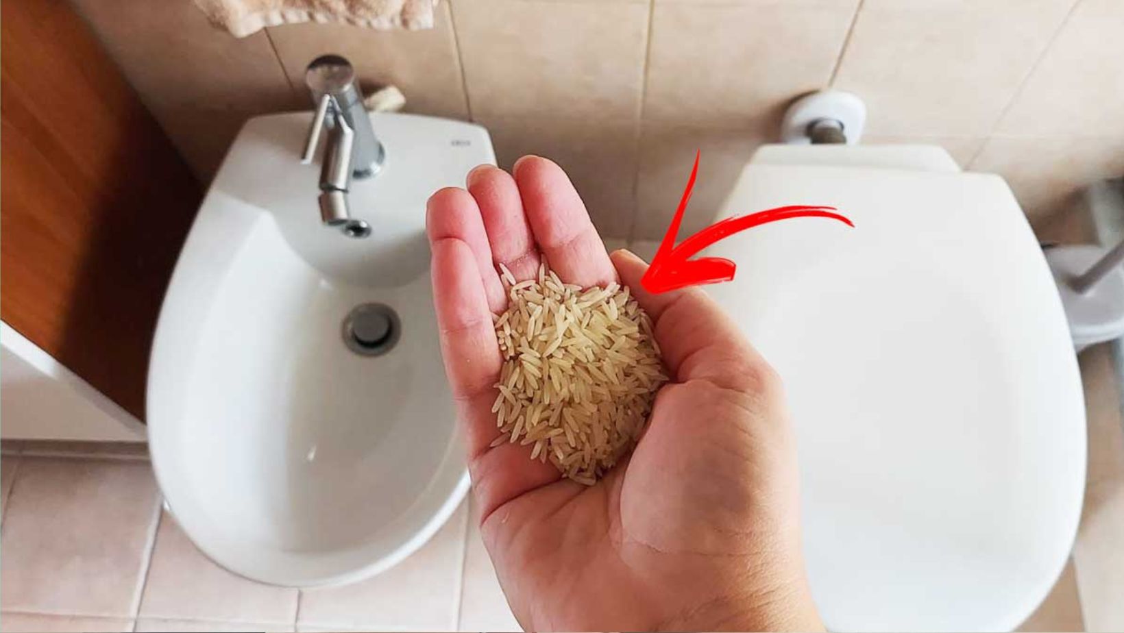 Handvoll Reis Trick, um schlechte gerüche im Badezimmer zu beseitigen