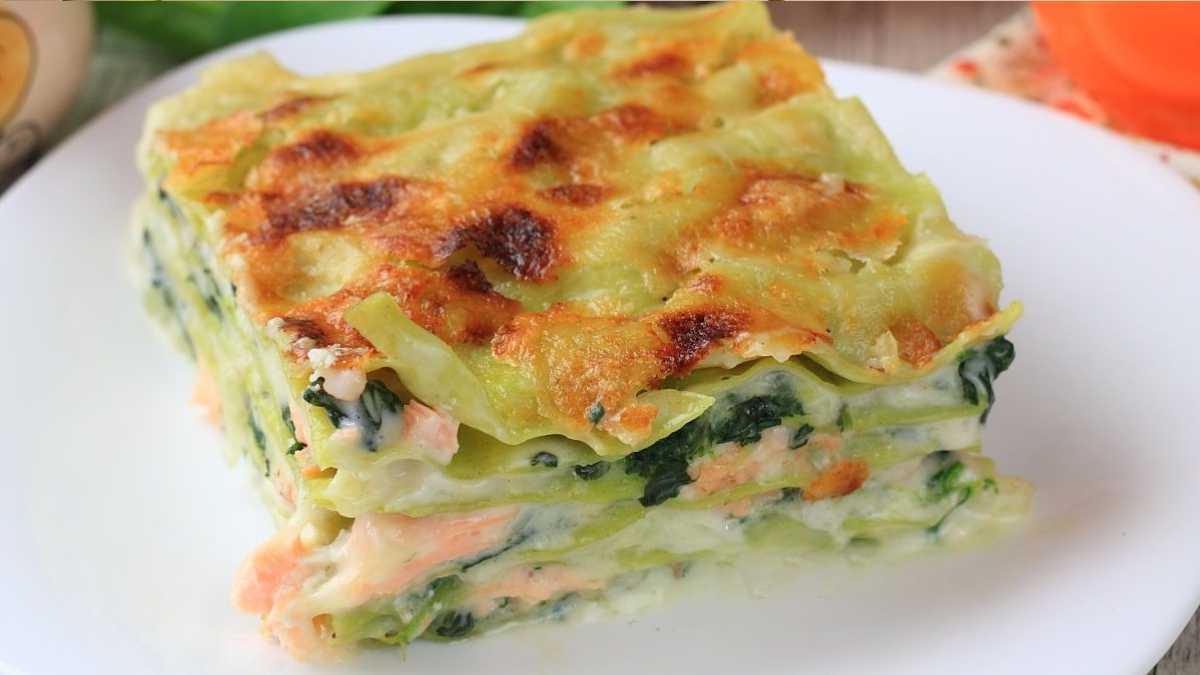 Lachs-Lasagne mit Spinat